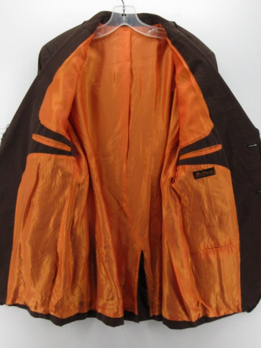 Ben Sherman Sport Coat 42 Blazer Striped Jacket Fringe Orange Lining - Picture 8 of 11